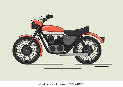 Vintage Vector Motorcycle Flat Illustration