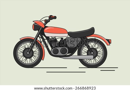 Vintage Vector Motorcycle Flat Illustration