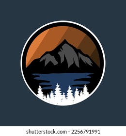 vintage vector mountain illustration, perfect for company logos and other icons
