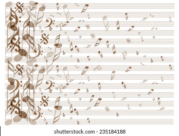 vintage vector music notes background