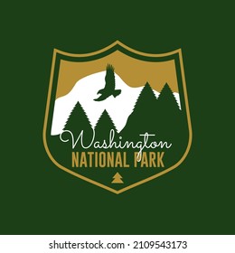 Vintage vector National Park logo and icon. Washington mountain.