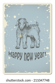 Vintage vector new year card with yeanling 