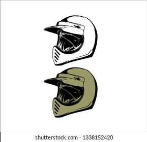vintage vector  object scooter and vintage helmet
