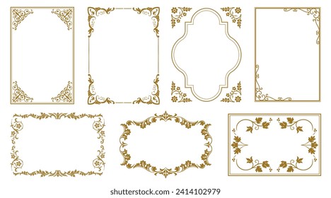 Vintage vector ornament. Floral elements for design of invitations, frames, menus, labels. Borders and frames