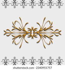 Vintage vector ornaments can be used for frames or great for backgrounds with floral patterns, modern floral grass is great in gold or other colors and applied in 3D.