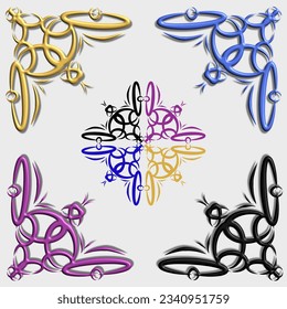 Vintage vector ornaments can be used for frames or great for backgrounds with floral patterns, modern floral grass is great in gold or other colors and applied in 3D.