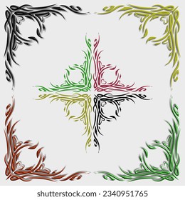 Vintage vector ornaments can be used for frames or great for backgrounds with floral patterns, modern floral grass is great in gold or other colors and applied in 3D.
