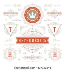 Vintage Vector Ornaments Decorations Design Elements. Flourishes calligraphic combinations retro for Invitations, Restaurant Menu, Royalty, Typography, Quotes, Greeting cards, Certificate and other. 