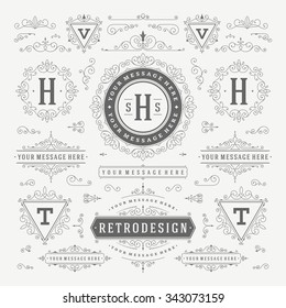 Vintage Vector Ornaments Decorations Design Elements. Flourishes calligraphic combinations retro for Invitations, Restaurant Menu, Royalty, Typography, Quotes, Greeting cards, Certificate and other. 