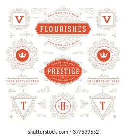 Vintage Vector Ornaments Decorations Design Elements. Flourishes calligraphic combinations Retro Logo, Royal Logos, Crest Logos, Greeting cards, Ornament Logos, Vintage logos, Invitation, Menu Design.