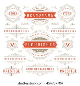 Vintage Vector Ornaments Decorations Design Elements. Flourishes calligraphic combinations Retro Logos, Royal Greeting cards,Crest Ornament Frames, Invitations.