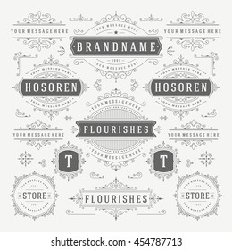 Vintage Vector Ornaments Decorations Design Elements. Flourishes calligraphic combinations Retro Logos, Royal Greeting cards,Crest Ornament Frames, Invitations.