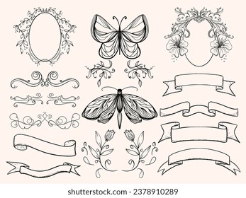 Vintage Vector Ornaments Lettering Banners