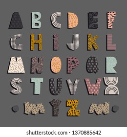 Vintage vector paper cut alphabet