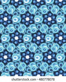 Vintage vector pattern with circles. Print from 60s, 70s. Geometric texture with overlapping circles. Abstract mosaic pattern.