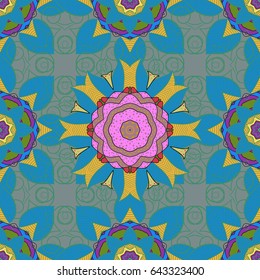 Vintage vector pattern. Decorative ornate round mandala. Colored over. Colored stickers, flash temporary tattoo, mehndi and yoga design, boho, magic symbol. Invitation, wedding card, scrapbooking.