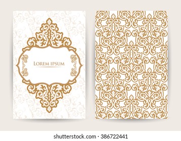 Vintage vector  pattern in east style.Place for text.Ornate element for design.Use for decoration wallpaper , design postcards , fabric .