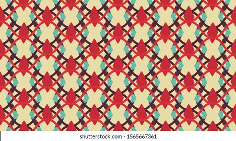 Vintage vector pattern.  Geometric fashion fabric print.  Color mosaic shapes background.  Seamless vector pattern. 