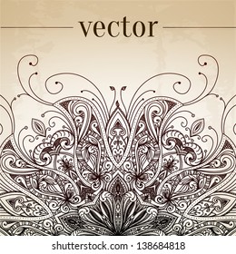 Vintage vector pattern. Hand drawn abstract background. Decorative retro banner. Can be used for banner, invitation, wedding card, scrapbooking and others. Royal vector design element.