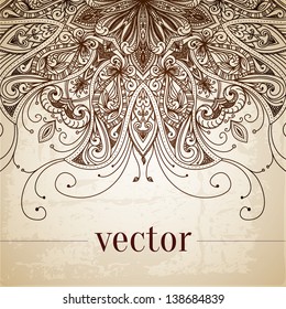 Vintage vector pattern. Hand drawn abstract background. Decorative retro banner. Can be used for banner, invitation, wedding card, scrapbooking and others. Royal vector design element.