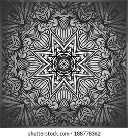 Vintage vector pattern. Hand drawn abstract background. Retro banner. Can be used as book cover, invitation, wedding card. Abstract floral border. Lace pattern. Royal design element. Silver texture.