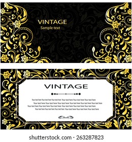 Vintage vector pattern. Hand drawn abstract background. Decorative retro banner. Can be used for banner, invitation, wedding card, Royal vector design element.