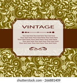 Vintage vector pattern. Hand drawn abstract background. Decorative retro banner. Can be used for banner, invitation, wedding card, Royal vector design element.