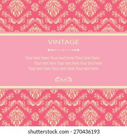 Vintage vector pattern. Hand drawn abstract background. Decorative retro banner. Can be used for banner, invitation, wedding card, Royal vector design element.