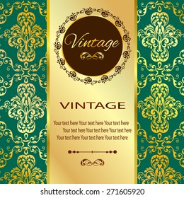 Vintage vector pattern. Hand drawn abstract background. Decorative retro banner. Can be used for banner, invitation, wedding card, Royal vector design element.