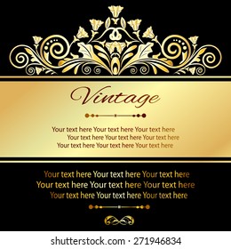 Vintage vector pattern. Hand drawn abstract background. Decorative retro banner. Can be used for banner, invitation, wedding card, Royal vector design element.