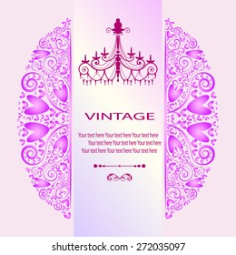 Vintage vector pattern. Hand drawn abstract background. Decorative retro banner. Can be used for banner, invitation, wedding card, Royal vector design element.