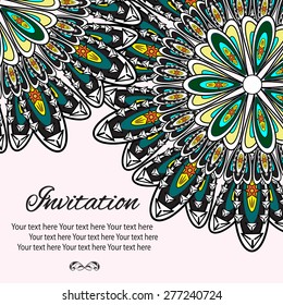 Vintage vector pattern. Hand drawn abstract background. Decorative retro banner. Can be used for banner, invitation, wedding card, Royal vector design element.