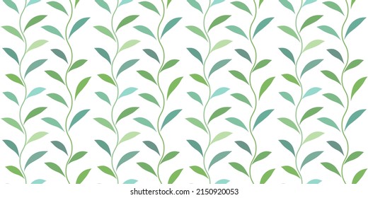 Vintage vector pattern with leaves, seamless repeat background.