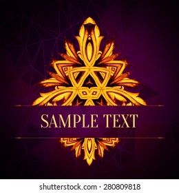 Vintage vector pattern on abstract geometric background.  Decorative retro banner. Can be used for banner, invitation, wedding card, scrapbooking and others. Royal vector design element.