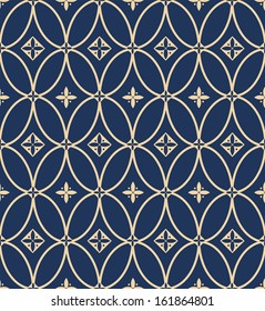 A vintage vector pattern. Simple, clean, elegant geometric shapes with minimal floral element quatrefoil. Contrasting background.