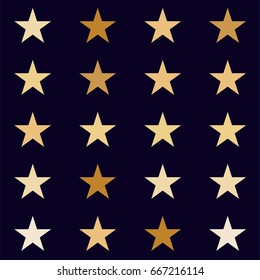 Vintage vector pattern with stars arranged on a grid. Light brown, beige or ocher stars on a dark blue background. American national symbols or cowboy, denim design elements. Trendy hipster pattern.