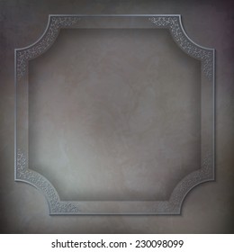 Vintage vector patterned frame,  subtle grunge dark grey background texture
