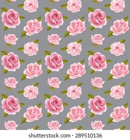 Vintage vector pink roses seamless pattern
