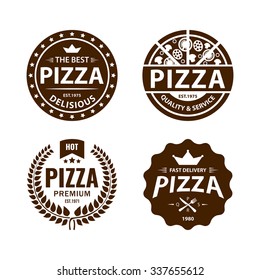 Vintage vector pizza logo, label, badge set 2