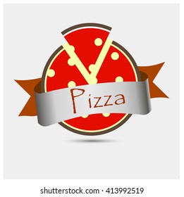 Vintage Vector Pizza Logo, Label Stamp isolated on white background