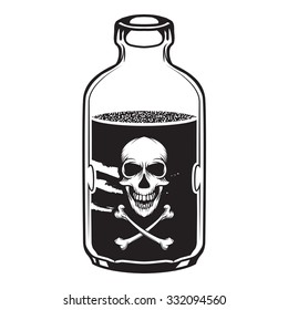 Vintage vector poison bottle with skull label