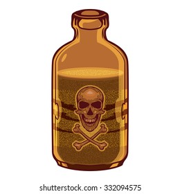 Vintage vector poison bottle with skull label