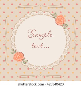 Vintage vector postcard for text with flowers.