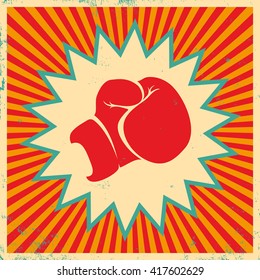 Vintage vector poster for boxing with glove