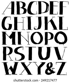 Vintage vector retro font. Ink typography. Handmade