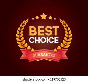 Vintage vector round badge with red ribbon "Best choice"