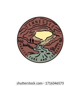 Vintage vector round handmade label. Tennessee. Cave