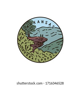 Vintage vector round label. Arkansas. Ozark national forest