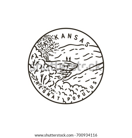 Vintage vector round label. Arkansas. Ozark national forest.