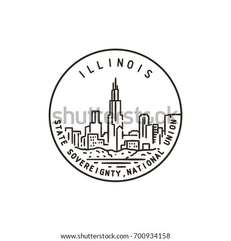 Vintage vector round label. Illinois. Chicago.